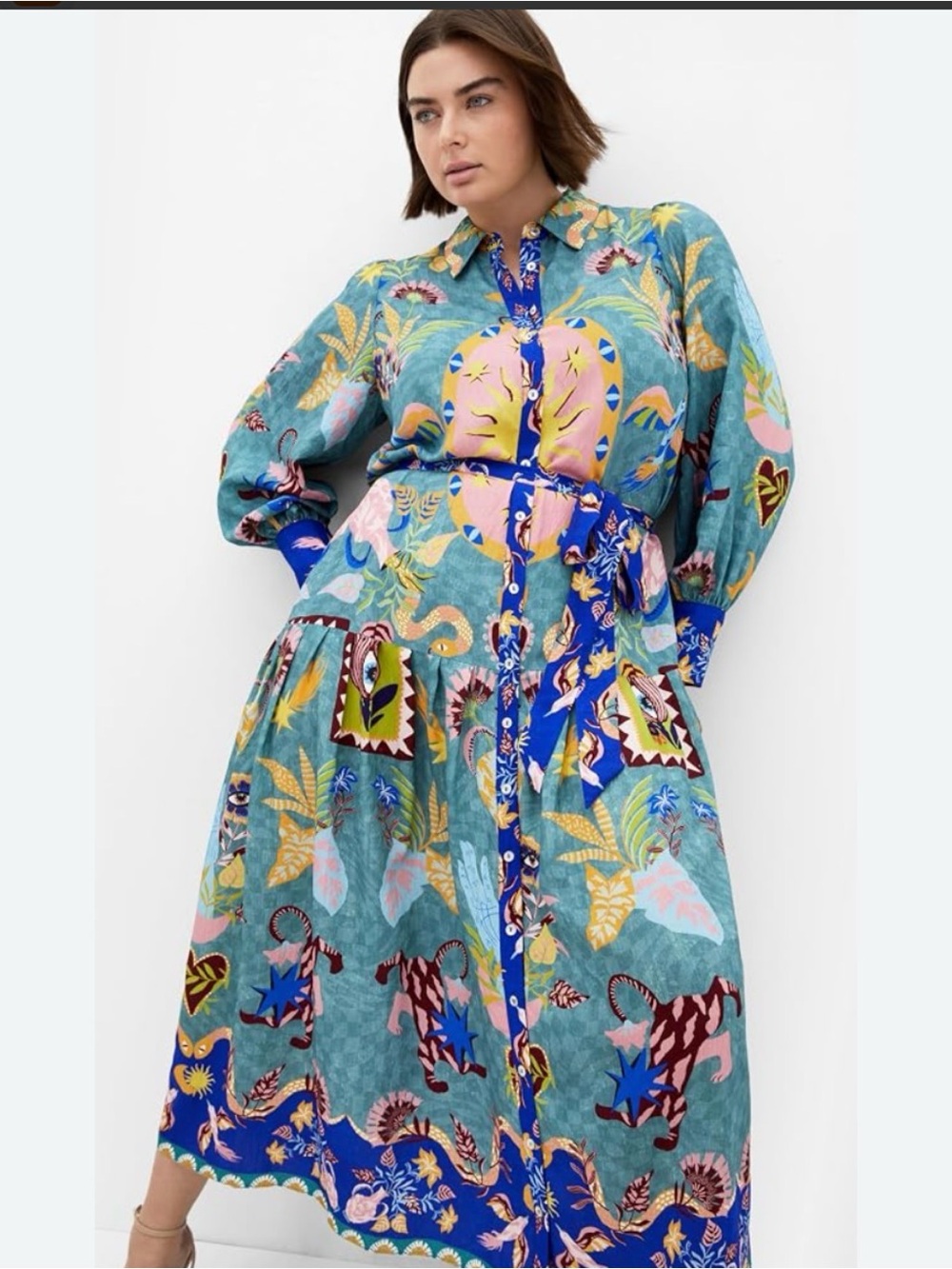 City Chic Tropical Print front Maxi Dress Size 22 XL 🌴🌺🌴🏝️🧿🌺🌴 BRB SL 7 - Picture 5 of 6